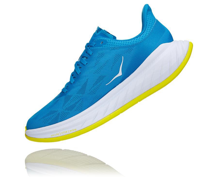 Hoka One One Mens Running Shoes - Carbon X 2 - Blue/White - NJKV79160